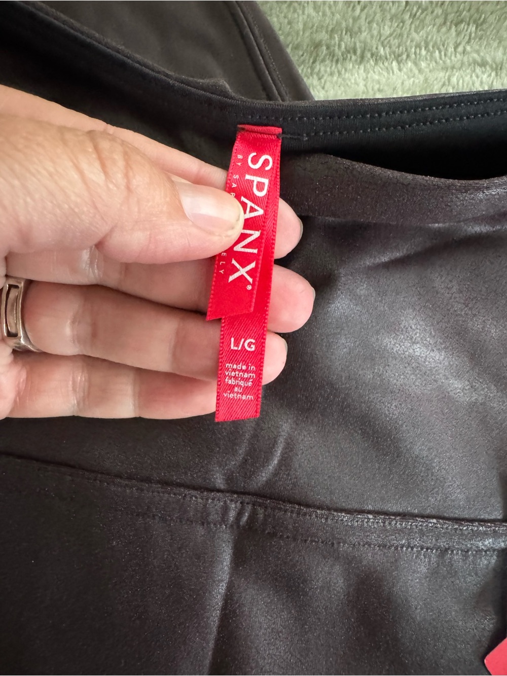 Spanx brown leather leggings L